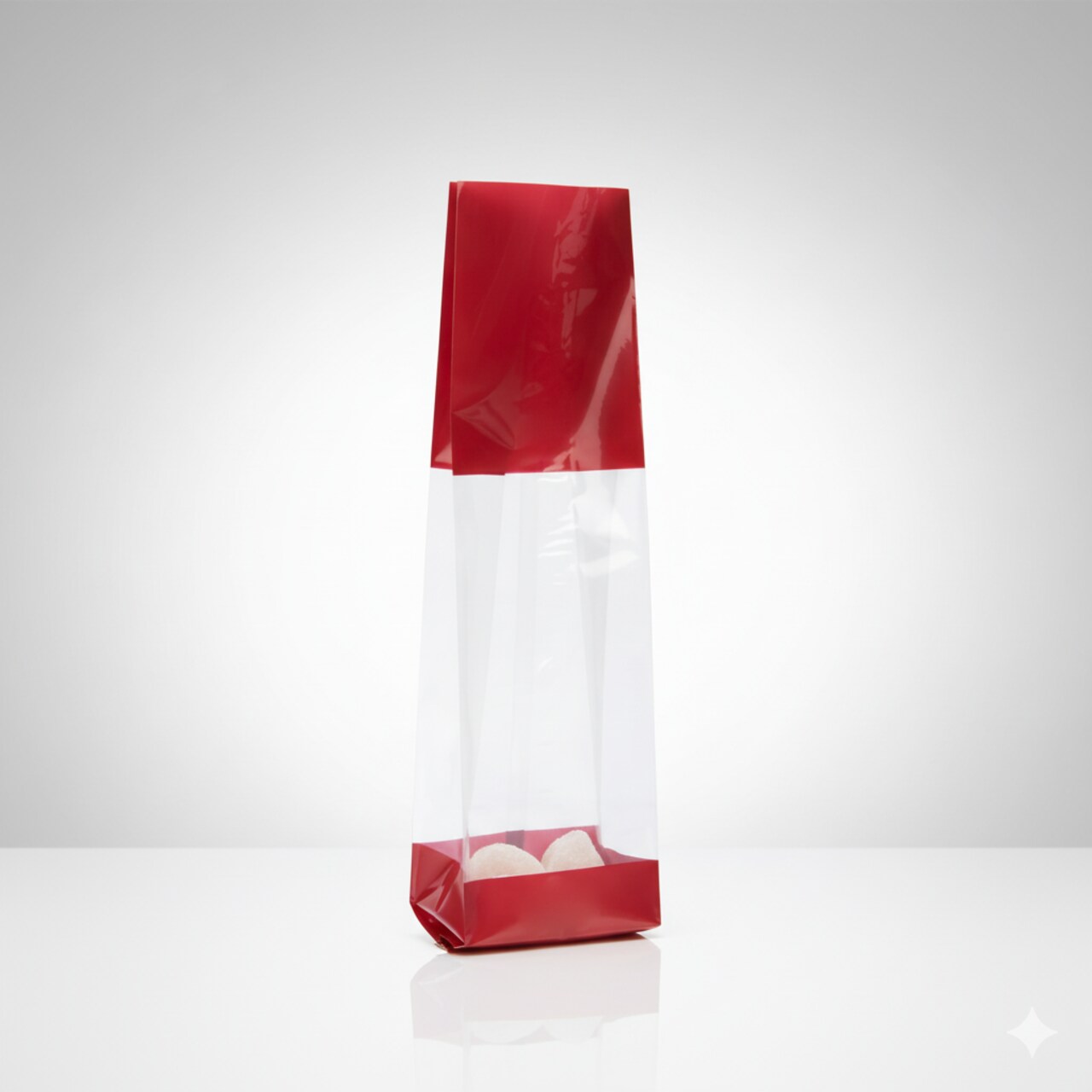 2 5/8" x 1 7/8" x 10 3/4" Red Bands Printed Cello Gusset Bags